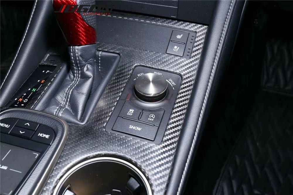 Carbon Fiber Center Console Panel Trim - Lexus RC200 200t 300 350 RC F SPORT 2015 - 2019.