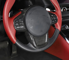 Carbon Fiber Interior Steering Wheel Trim Panel Covers - Toyota GR Supra A90.