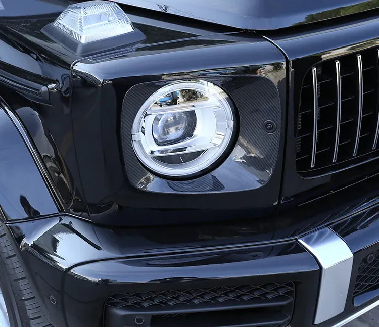 Carbon Fiber Front Headlight Panel Trim - Mercedes-Benz G-Class W463 G63 2019-2023.