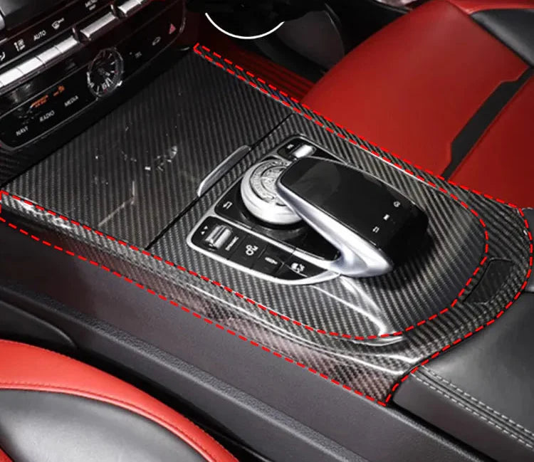 Carbon Fiber Interior Center Console Gear Shift outer Trim Frame - Mercedes Benz G Class 2019-2023.