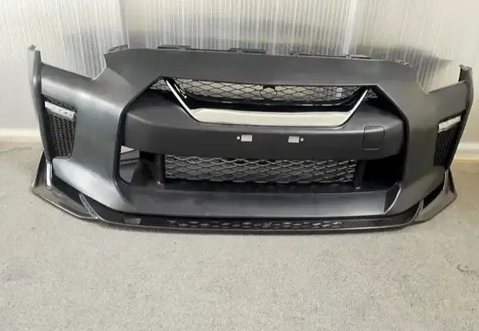 TS-Style Carbon Fiber Car Front Lip Diffuser - Nissan GTR R35 2017-2019.