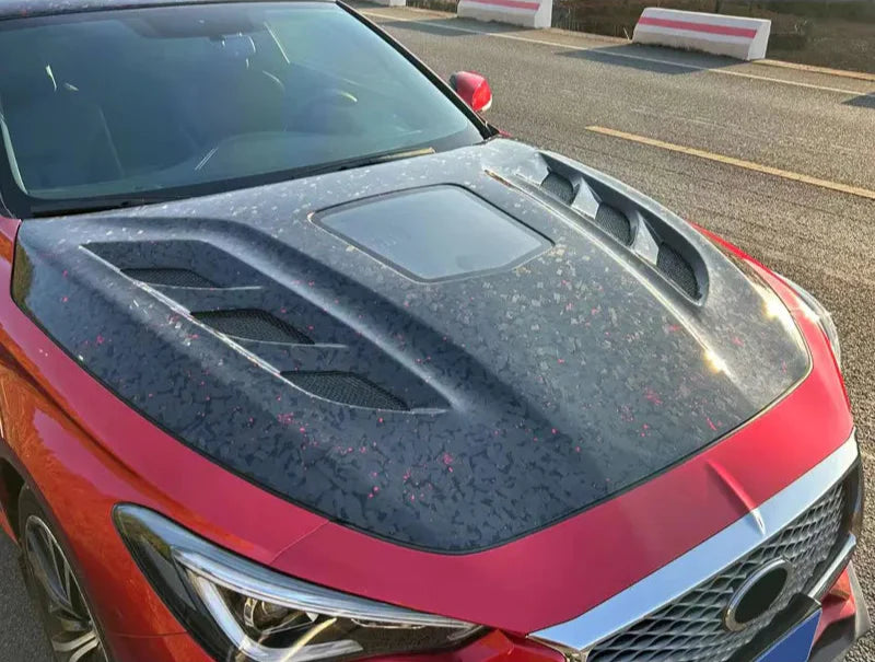 Carbon Fiber Front Vented Engine Hood w/ Transparent window - Infiniti Q60.