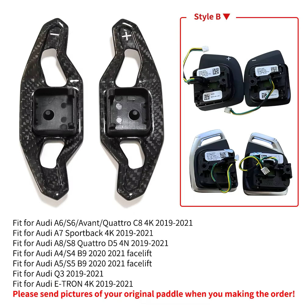 Carbon Fiber Paddle Shifters - lamborghini Urus / Audi A3 S3 RS3 A4 S4 A5 S5 A6 S6 A7 S7 A8 R8 Q3 Q5 Q7 TT TTS TTRS SQ5 B9