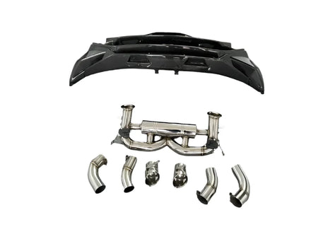 Tecnica Style Carbon Fiber Rear Bumper w/ Exhaust - Huracan LP610 LP580 EVO.