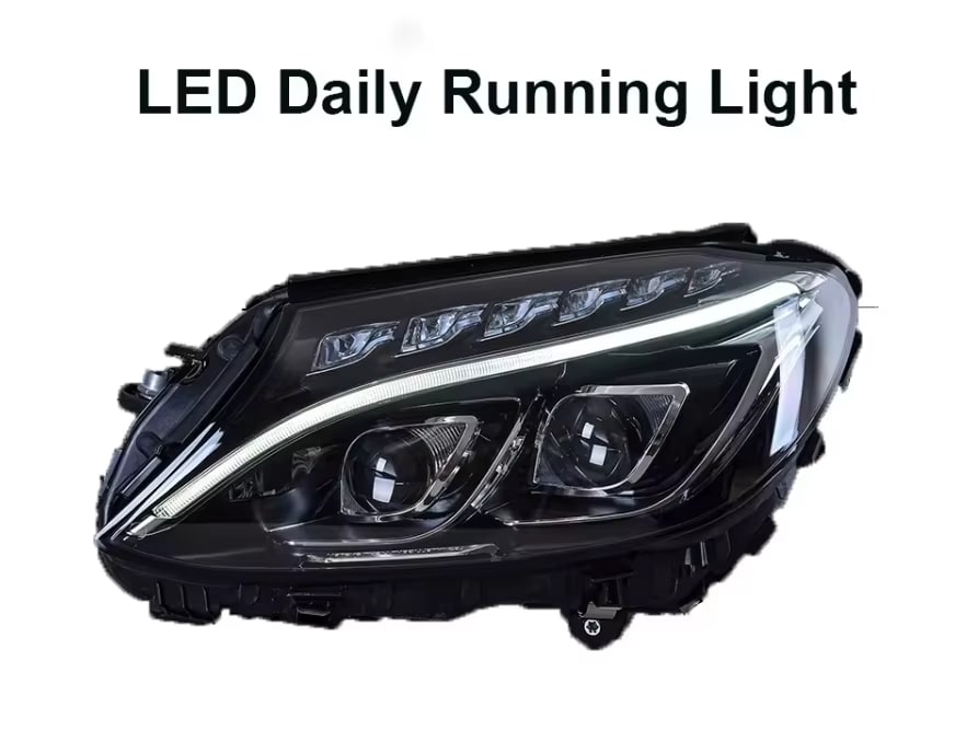 AMG C63 Style Full LED Headlight - 2015-2018 Mercedes Benz W205 C Class 4D Sedan.