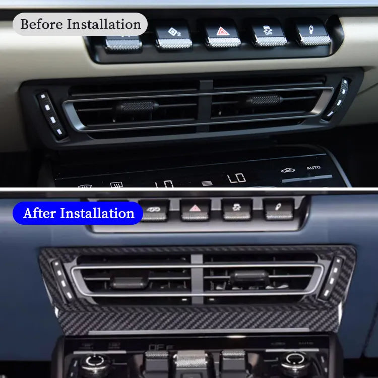 Carbon Fiber Center Console Air Conditioner Vent Panel Trim - Porsche 911 2019-2024.