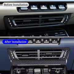 Carbon Fiber Center Console Air Conditioner Vent Panel Trim - Porsche 911 2019-2024.