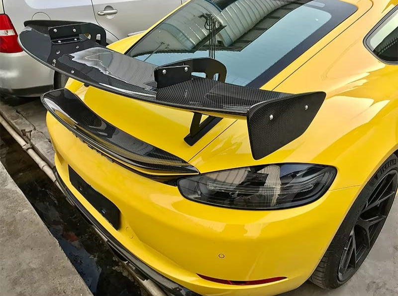 GT4 Style V2 Dry Carbon Fiber adjustable - Porsche Cayman Boxster 718 2016-2019.