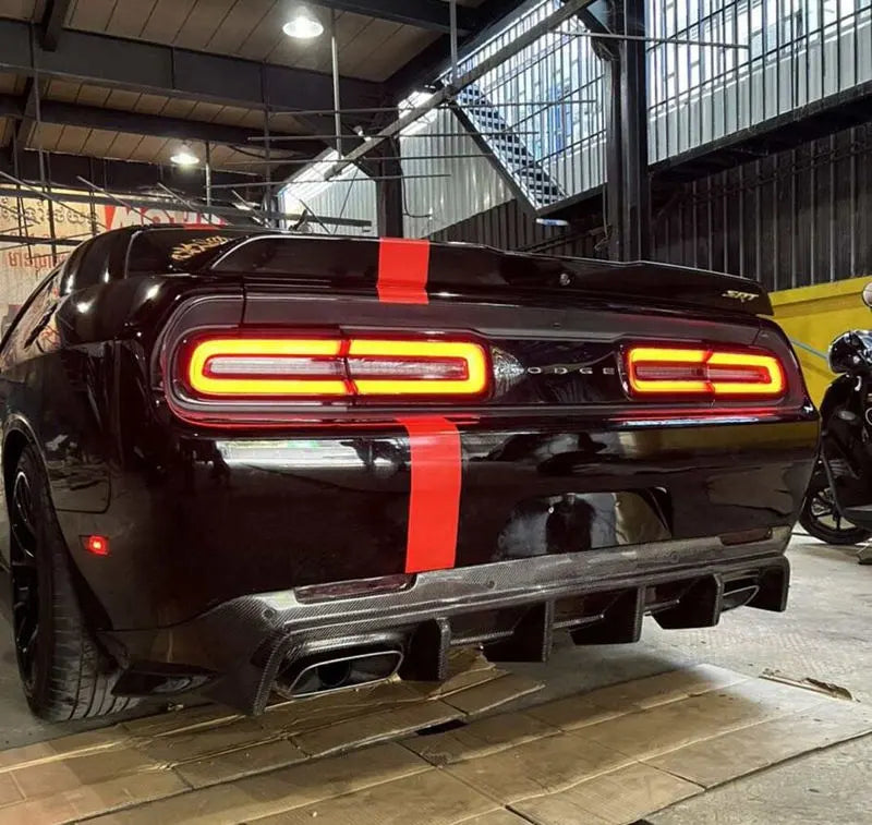 Carbon Fiber Rear Diffuser Fin Style - Dodge Challenger Hellcat 2015-20.