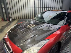 V2 Carbon Fiber Vented Hood w/ transparent window - 2008-2016 Nissan GTR R35.