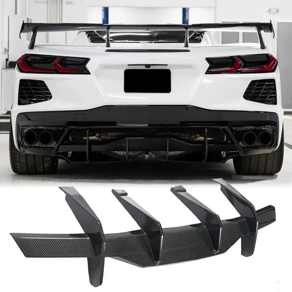 Carbon Fiber Rear Diffuser - Chevrolet Corvette C8.