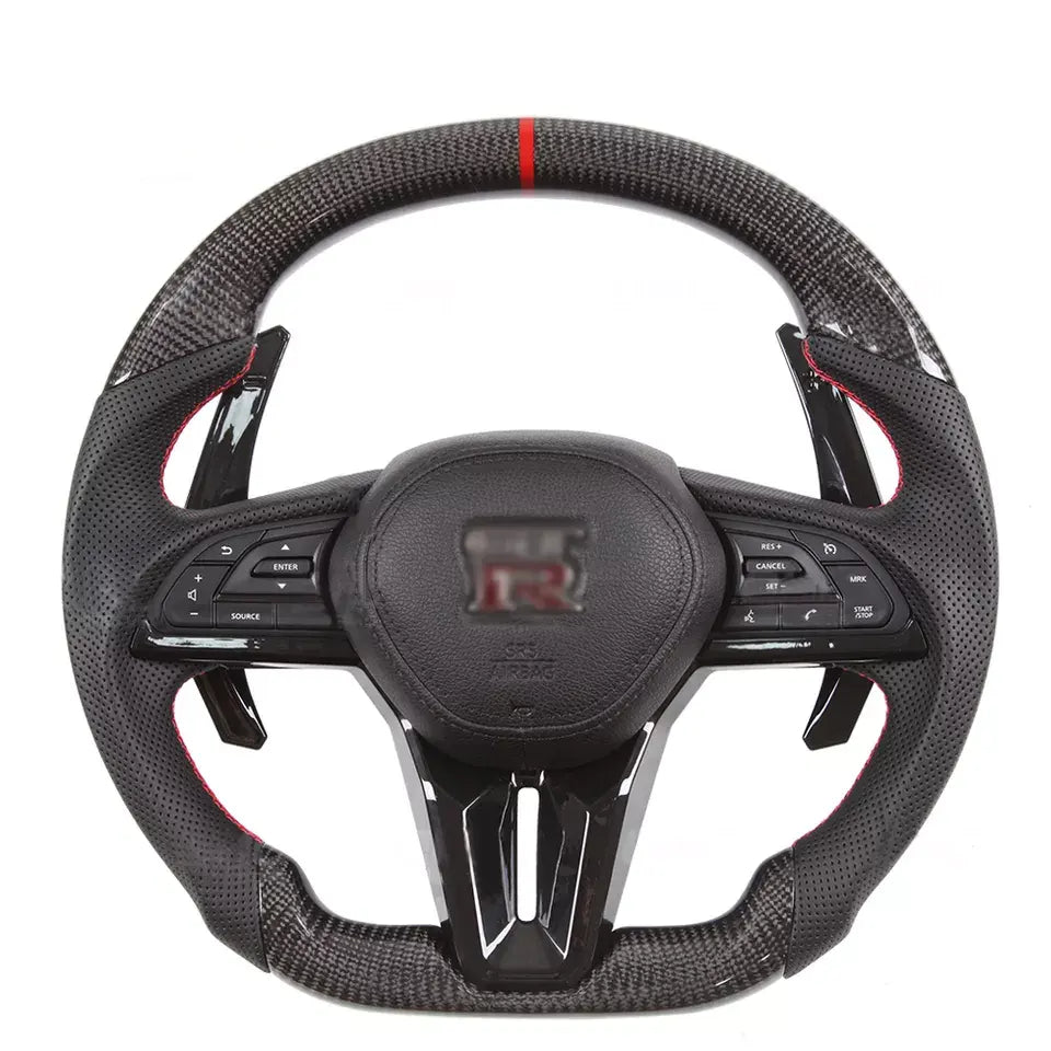 Facelift Conversion Carbon Fiber Steering Wheel complete steering wheel - Nissan GTR R35 2007-2020.
