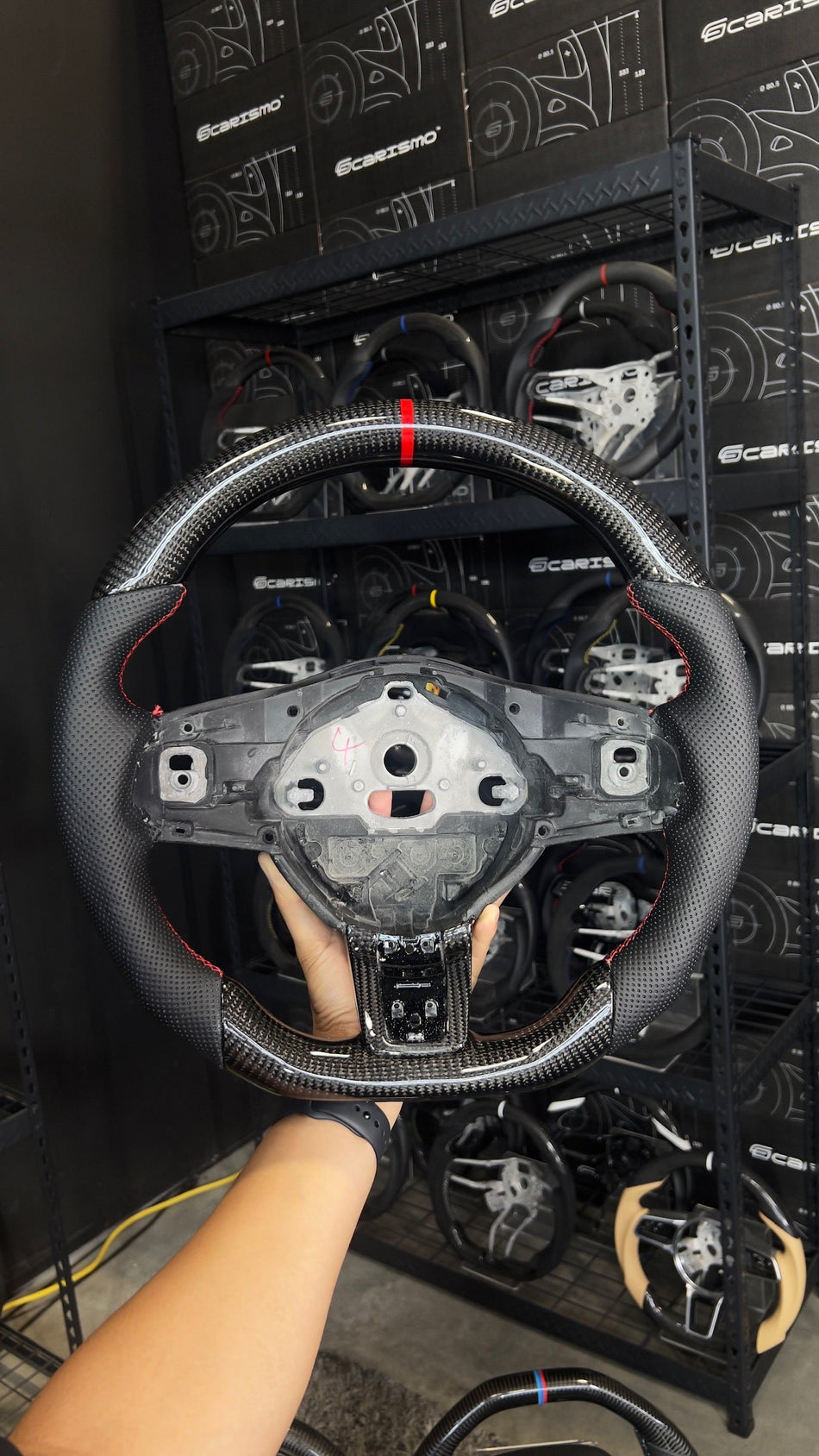 Carismo Steering Wheel For Jaguar F-Type (Pre-Facelift) - Sport - Gloss Carbon - Perforated Leather
