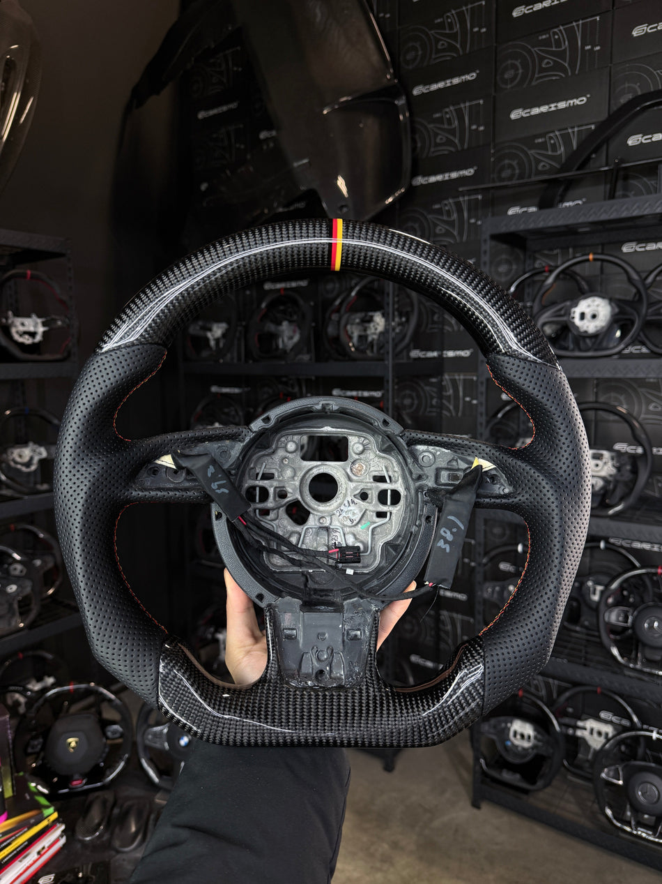[Media/Test] Audi (C7 Wheel) - Sport - Gloss Carbon - Perforated Leather - German Flag Stitching - German Flag Stripe (Heated)