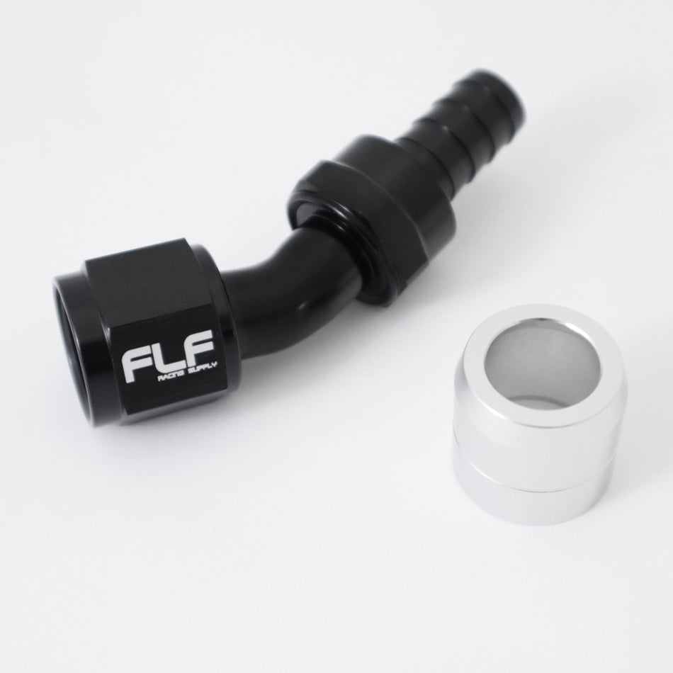 FLF Crimp-On Swivel Hose End (Braided Rubber) - 30 Degree