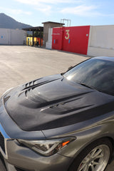 Carbon Fiber Front Engine Vented Hood - Infiniti Q60 Q60S CV37.