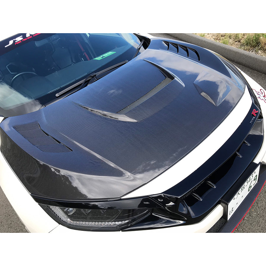 J's Racing Type V Aero Hood (FRP) - Honda Civic Type R FK8 17-21