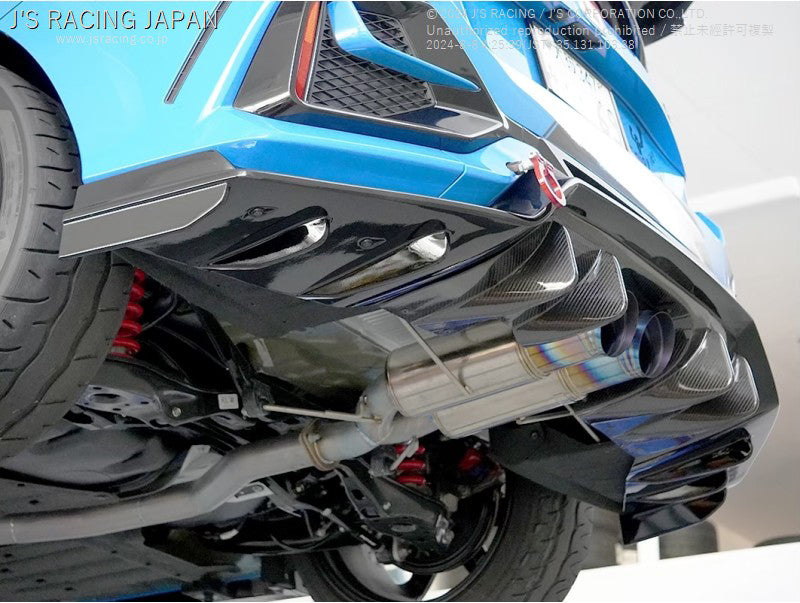 J's Racing Rear Diffuser (Carbon Fiber) with J's Racing Under Spoiler (FRP) - Honda Civic Type R FK8 17-21