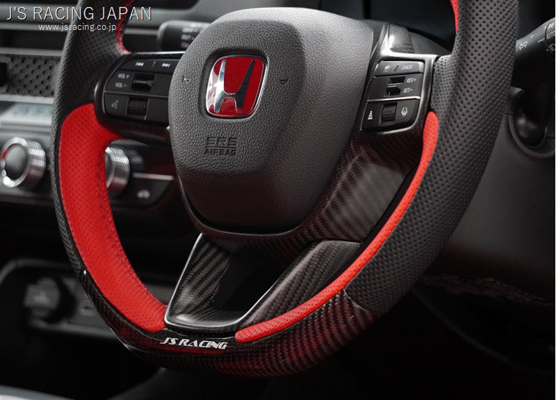 J's Racing Sports Steering Wheel (Carbon / Leather - With Carbon Garnish) - Honda Civic Type R FL5 2023+