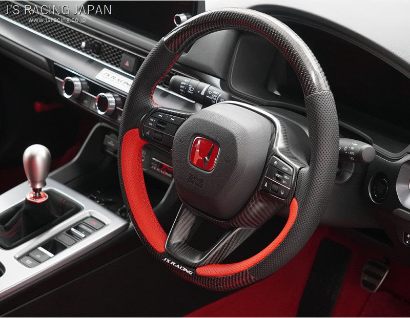 J's Racing Sports Steering Wheel (Carbon / Leather - Without Carbon Garnish) - Honda Civic Type R FL5 2023+