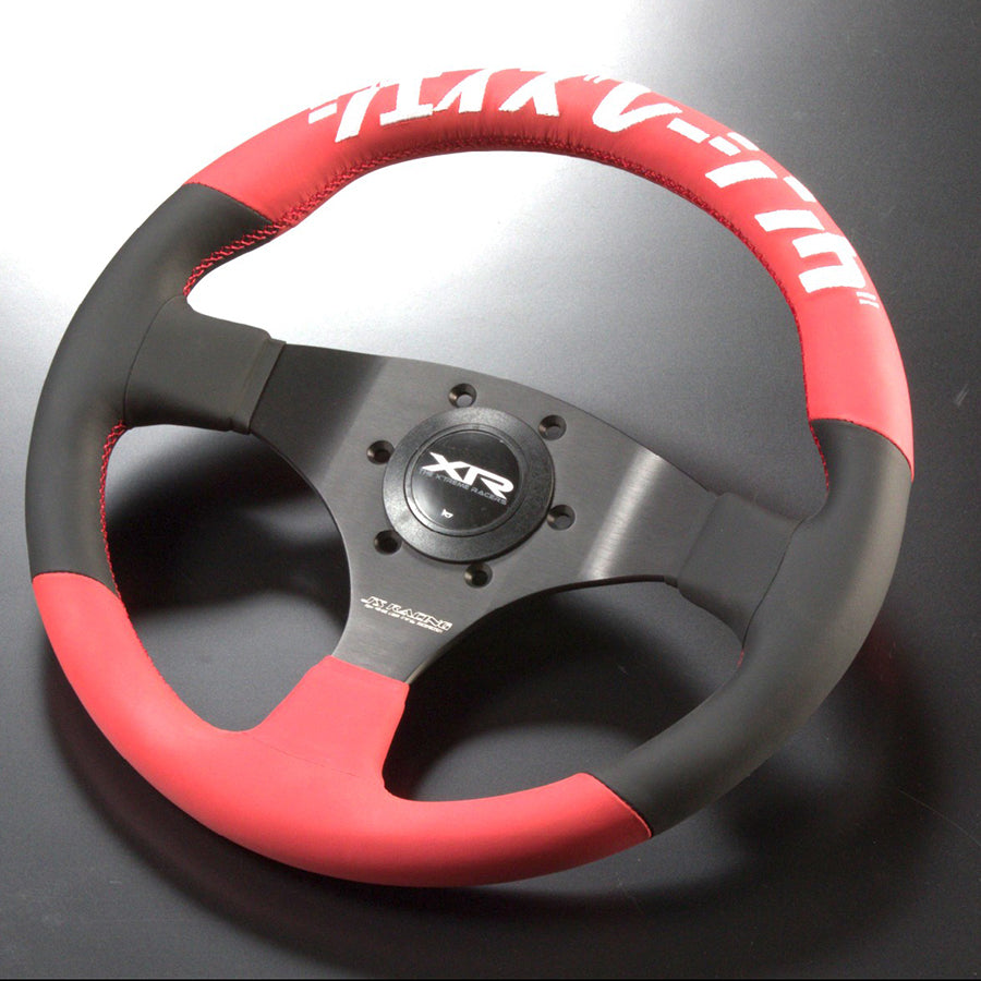 J's Racing XR Steering Wheel Type-F Katakana 325mm - Red & Black Leather