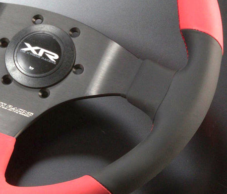 J's Racing XR Steering Wheel Type-F Katakana 325mm - Red & Black Leather