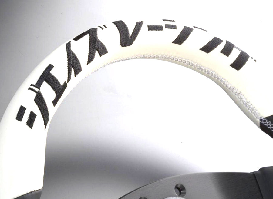 J's Racing XR Steering Wheel Type-F Katakana 325mm - White & Black Leather