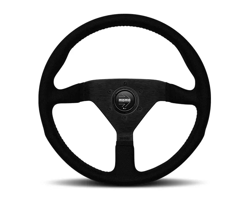 MOMO Monte Carlo Black Alcantara Leather with Black Stitching 320mm Steering Wheel.