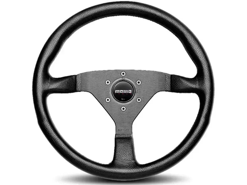 MOMO Monte Carlo 320mm Black Leather Black Horn Steering Wheel.