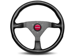 MOMO Monte Carlo 320mm Black Leather Red Horn Steering Wheel.