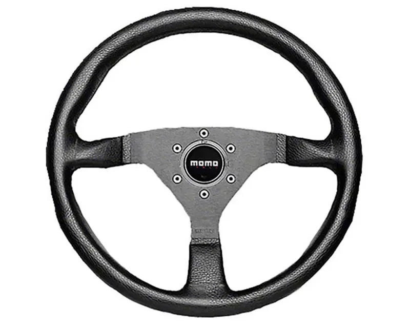 MOMO Monte Carlo 350mm Black Leather Black Horn Steering Wheel.