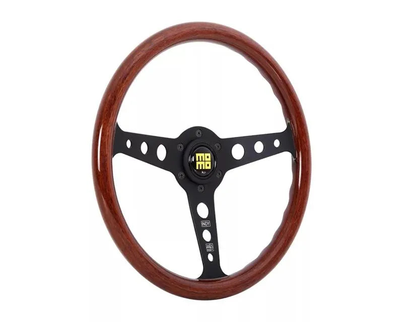 MOMO Mahogany Wood Indy Black Heritage Steering Wheel.