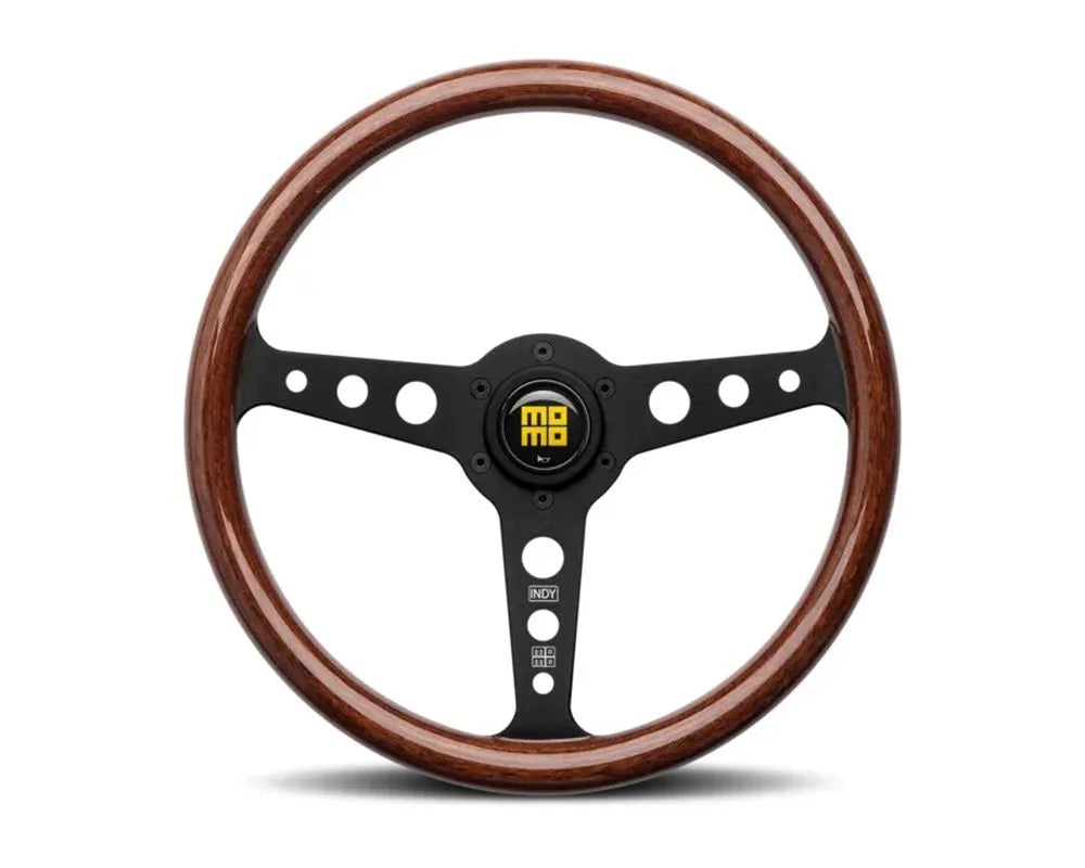 MOMO Mahogany Wood Indy Black Heritage Steering Wheel.