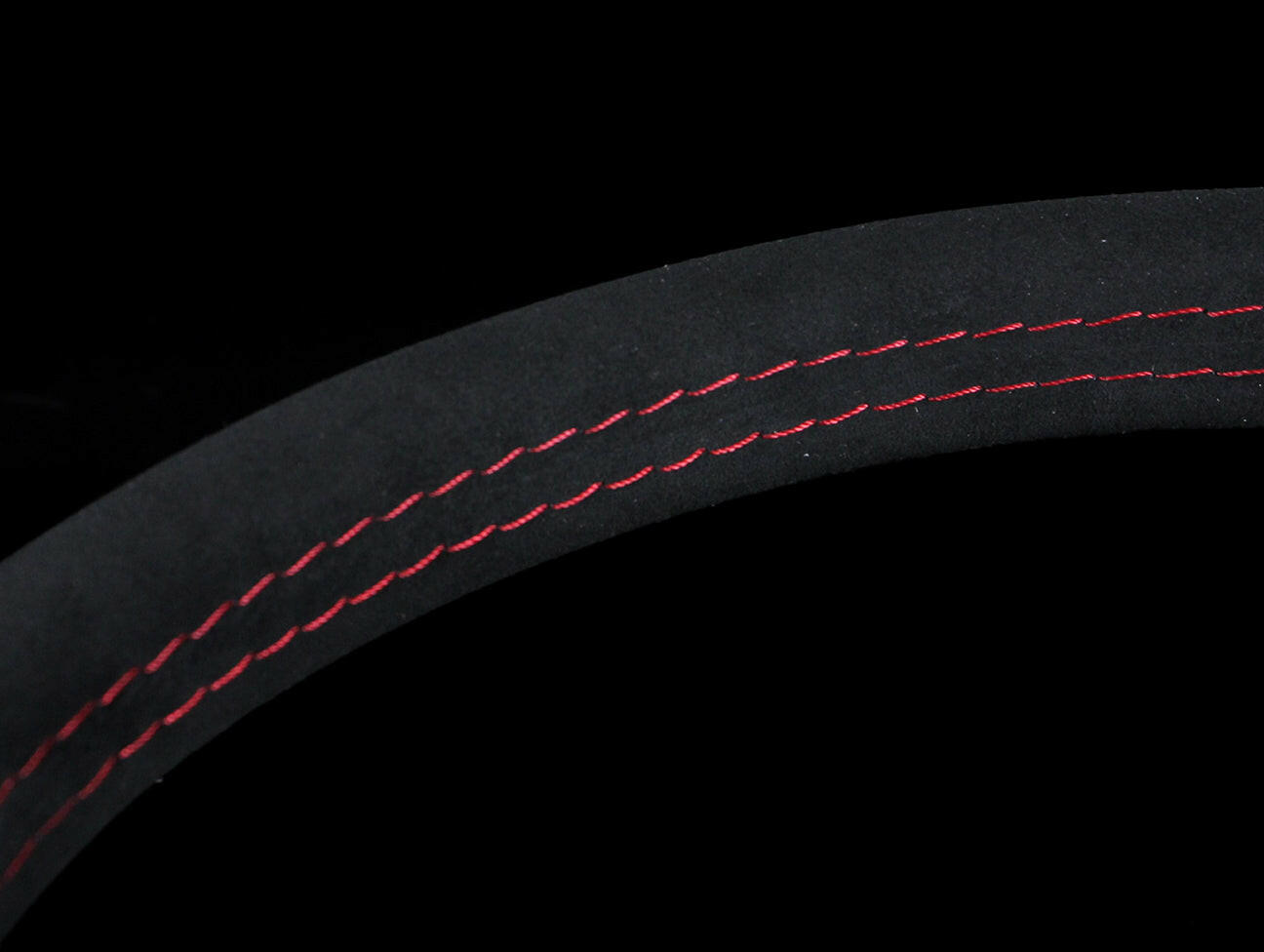 Momo Monte Carlo Steering Wheel - 350mm Black Alcantara Suede w/ Red Stitching.