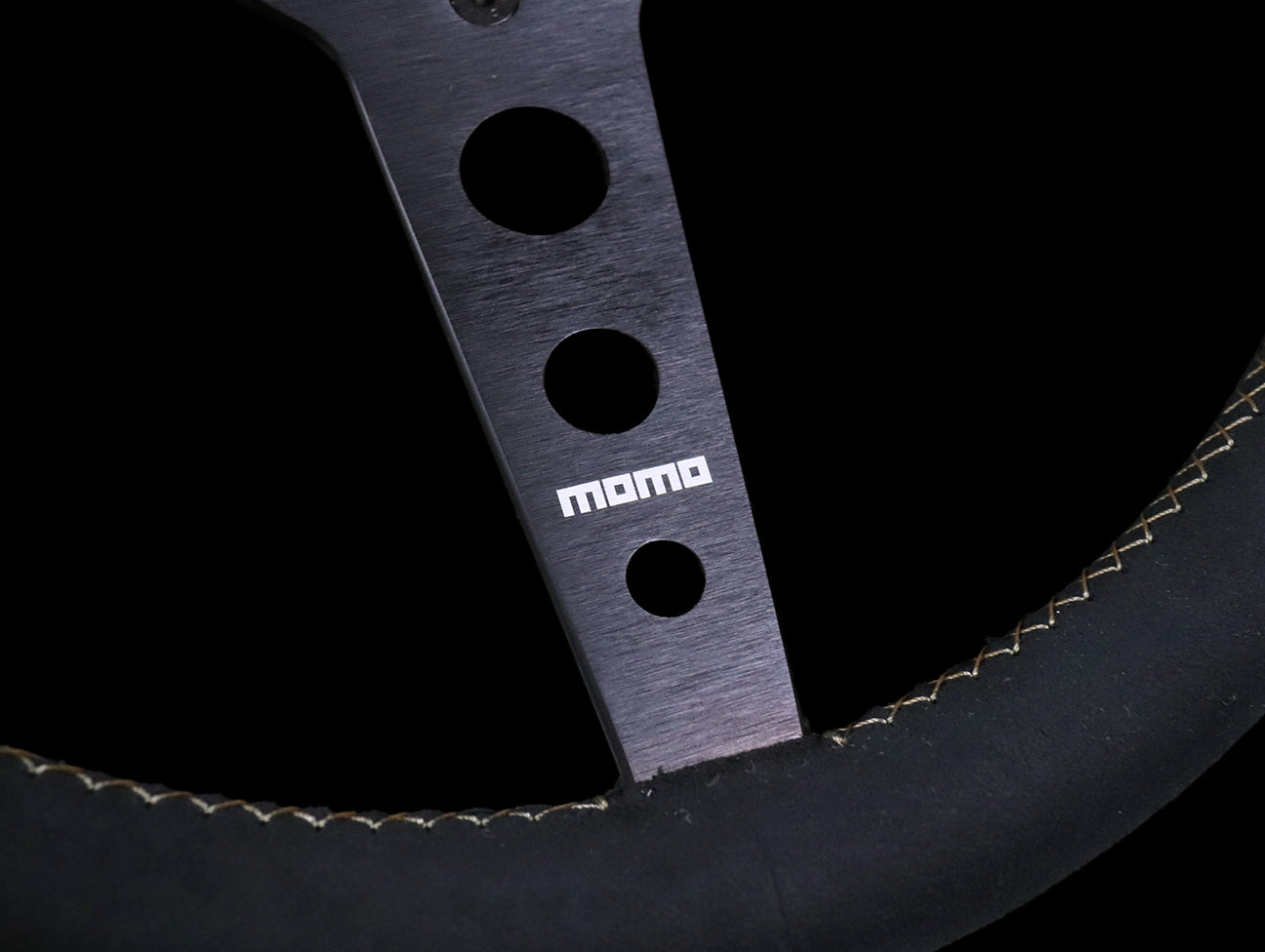 Momo X Hot Wheels Limted Edition Steering Wheel - 350mm Black Alcantara Suede w/ Gold Stitching.