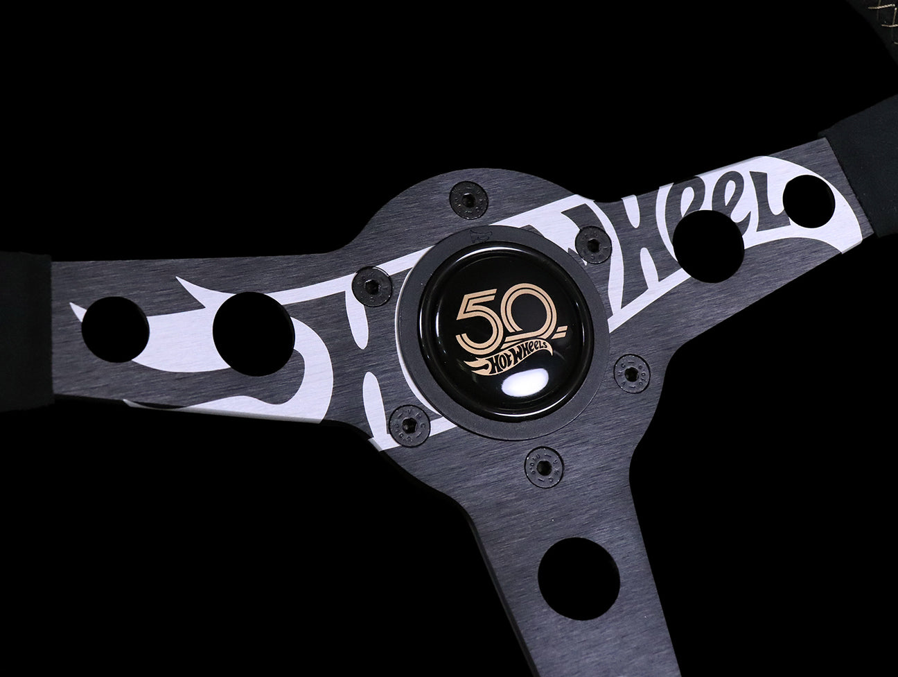 Momo X Hot Wheels Limted Edition Steering Wheel - 350mm Black Alcantara Suede w/ Gold Stitching.