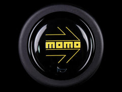 Momo Horn Button - Gloss Black - Yellow Logo.