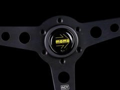 Momo Horn Button - Gloss Black - Yellow Logo.