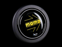 Momo Horn Button - Gloss Black - Yellow Logo.