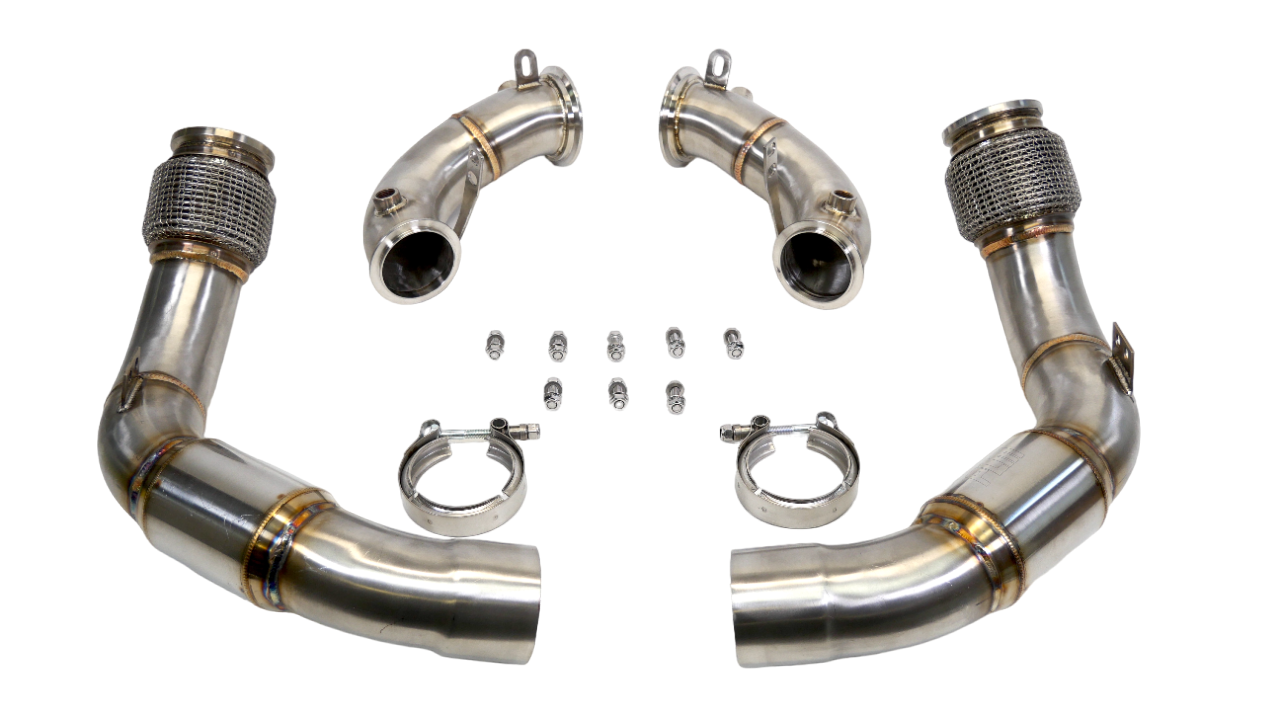 PLM BMW M5 M8 S63R Catted Downpipes F90 2018+.