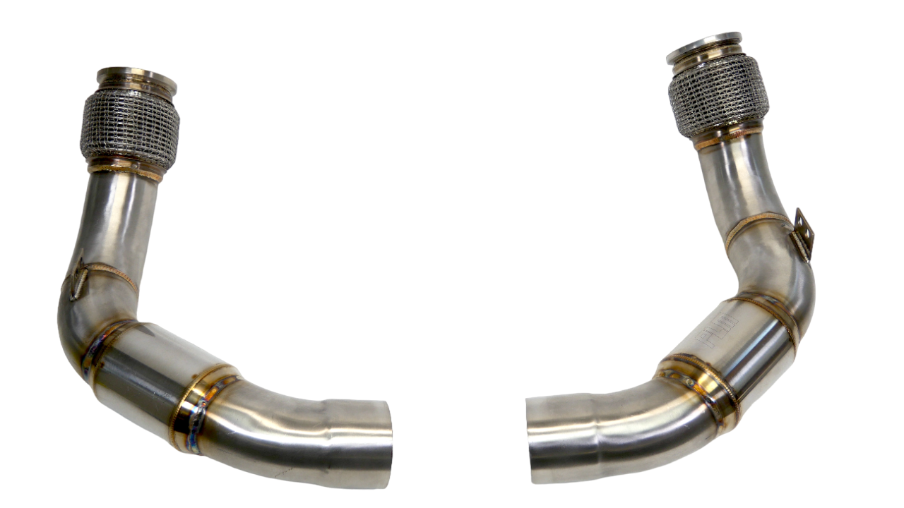 PLM BMW M5 M8 S63R Catted Downpipes F90 2018+.