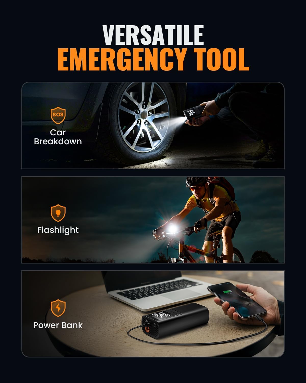PLM Tire Inflator Portable Air Pump - 150PSI & 10000mAh.