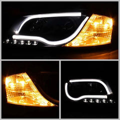 Spyder Auto Black DRL Light Tube Projector Headlights with High H1 and Low H7 Lights Included Audi A3 with Halogen Lights 1996-2008.