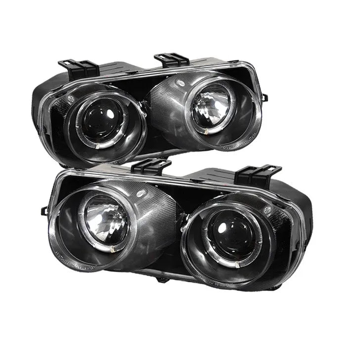 Spyder Auto LED Halo Black Projector Headlights for Acura Integra 1994-1997.