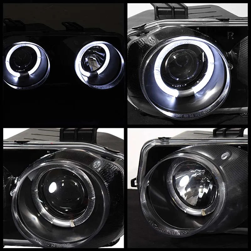 Spyder Auto LED Halo Black Projector Headlights for Acura Integra 1994-1997.
