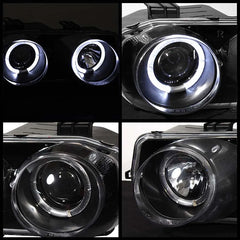 Spyder Auto LED Halo Black Projector Headlights for Acura Integra 1994-1997.