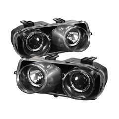Spyder Auto LED Halo Black Projector Headlights for Acura Integra 1994-1997.