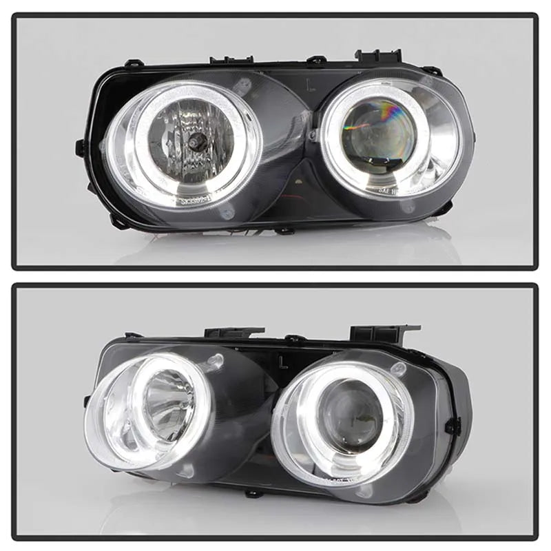 Spyder Auto LED Halo Chrome Projector Headlights for Acura Integra 1994-1997.