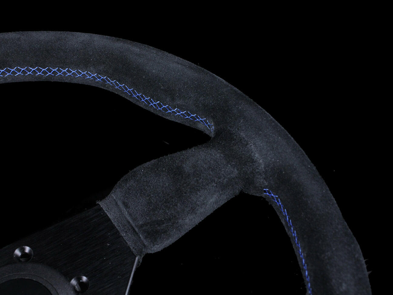 Personal Neo Grinta 350mm Steering Wheel - Black Suede / Blue Stitch.