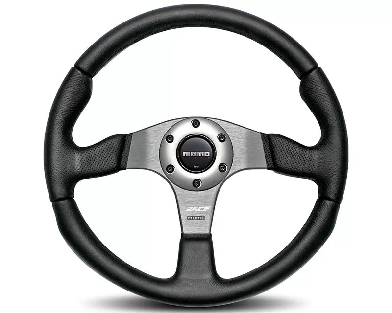 MOMO Race 350mm Black Leather Steering Wheel.